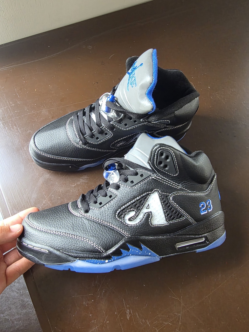 Nike Black and Blue Retro-Style High-Top Sneakers